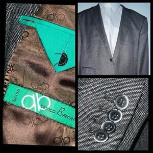 Bianco Brioni Sport Coat Mens 52L 62 EU Modern Fit Blazer Jacket Italy Jacket